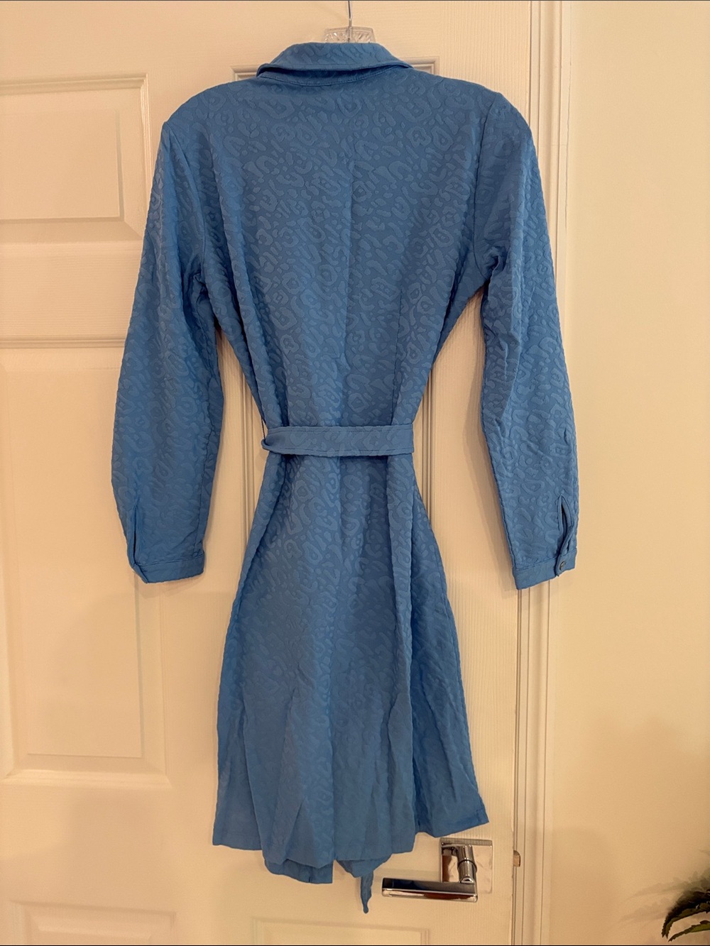 J. McLaughlin Light Blue Textured Midi Shirt Dress - Picture 2 of 5